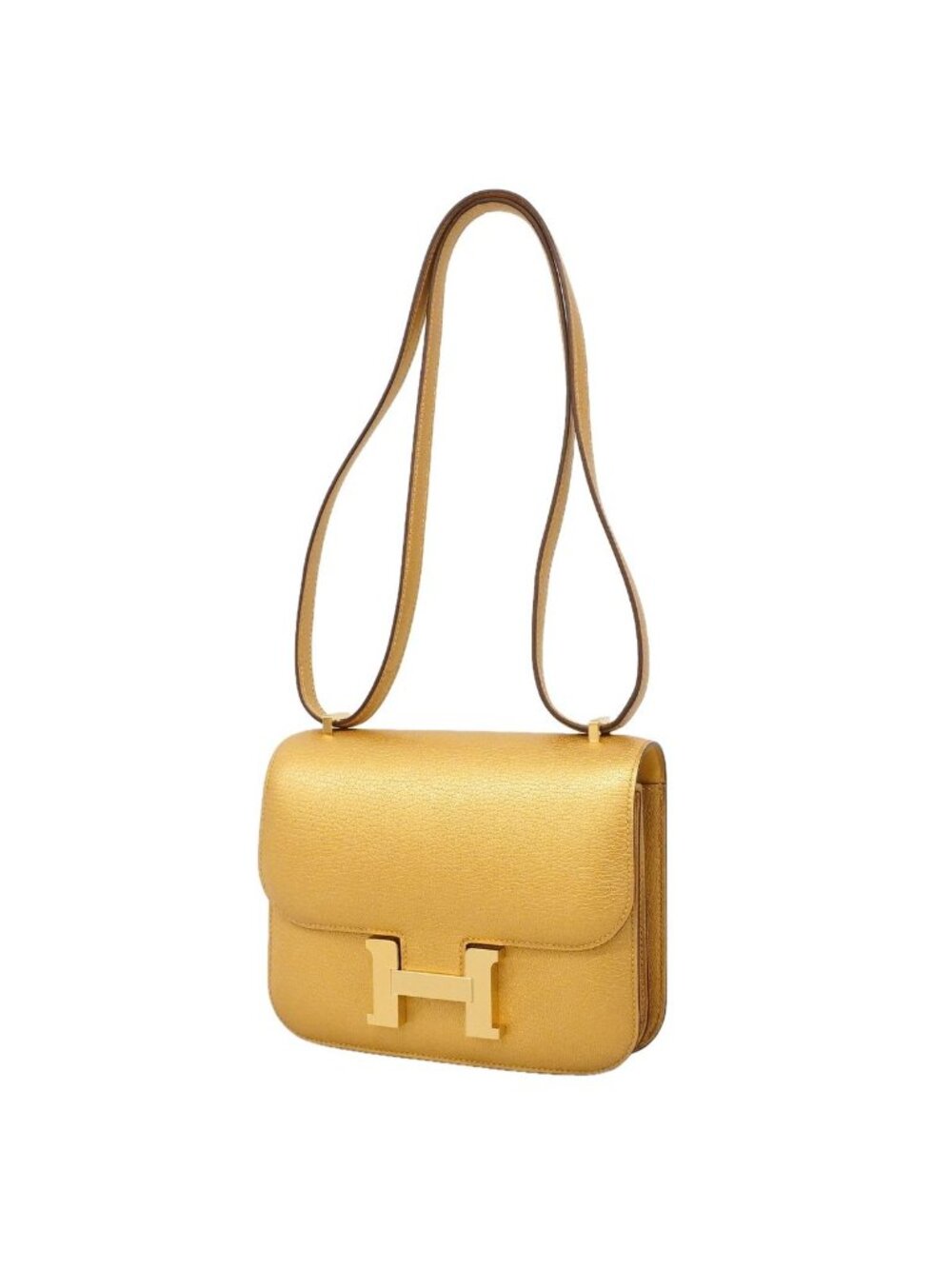 Hermes Shoulder Bag Constance Mini Chevre Mysore Dress Gold